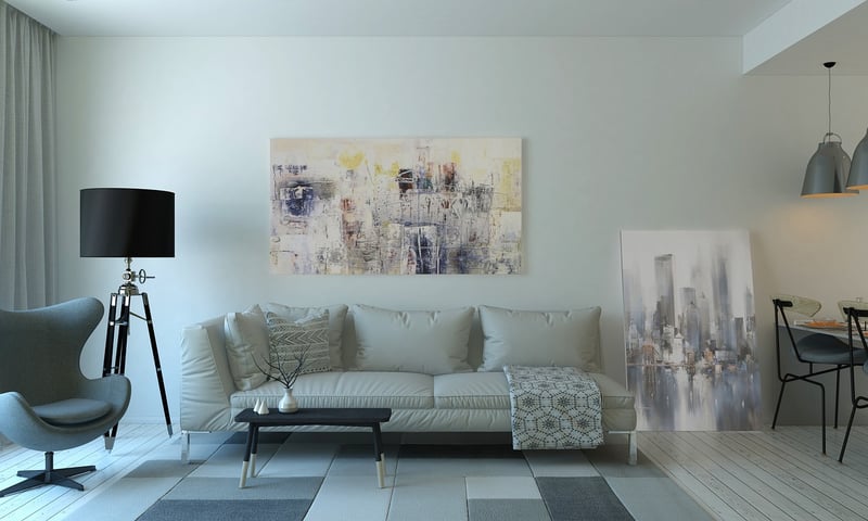 Living Room with Greenery Accents